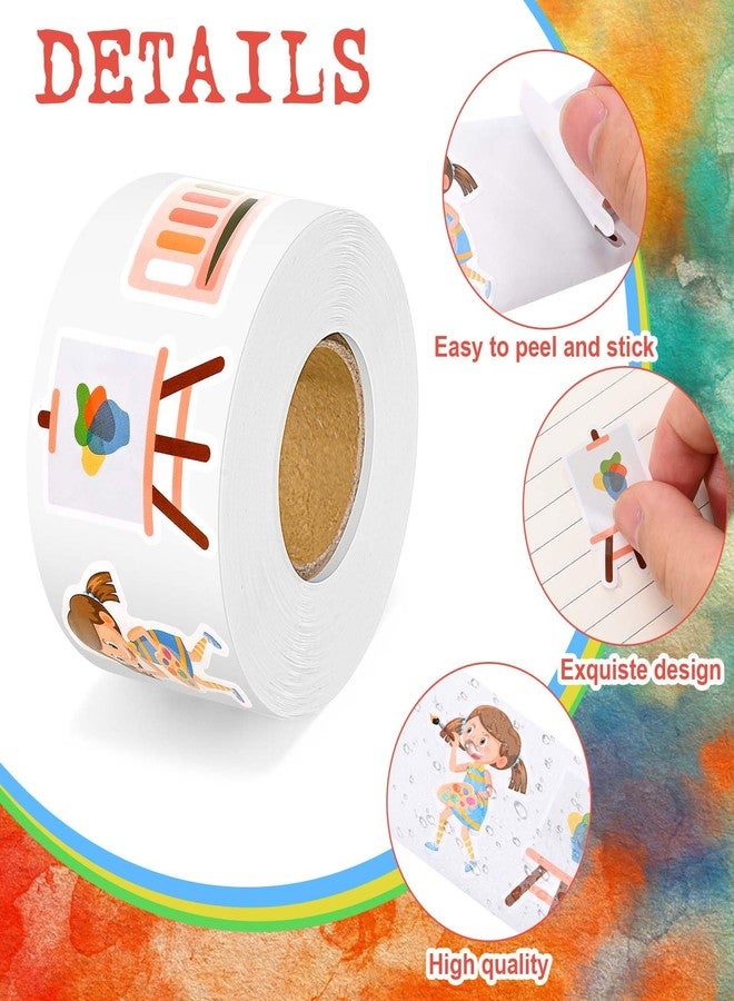 Bolsome 1000Pcs Art Painting Stickers Roll Paint Palette, Brushes, Pigment & Decals for Water Bottles, Luggage, Conmputer, Toy, Phone for Artistic Painting Party Favor Gifts - Image 3